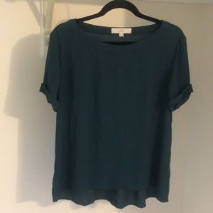 LOFT size M woven green short-sleeved top